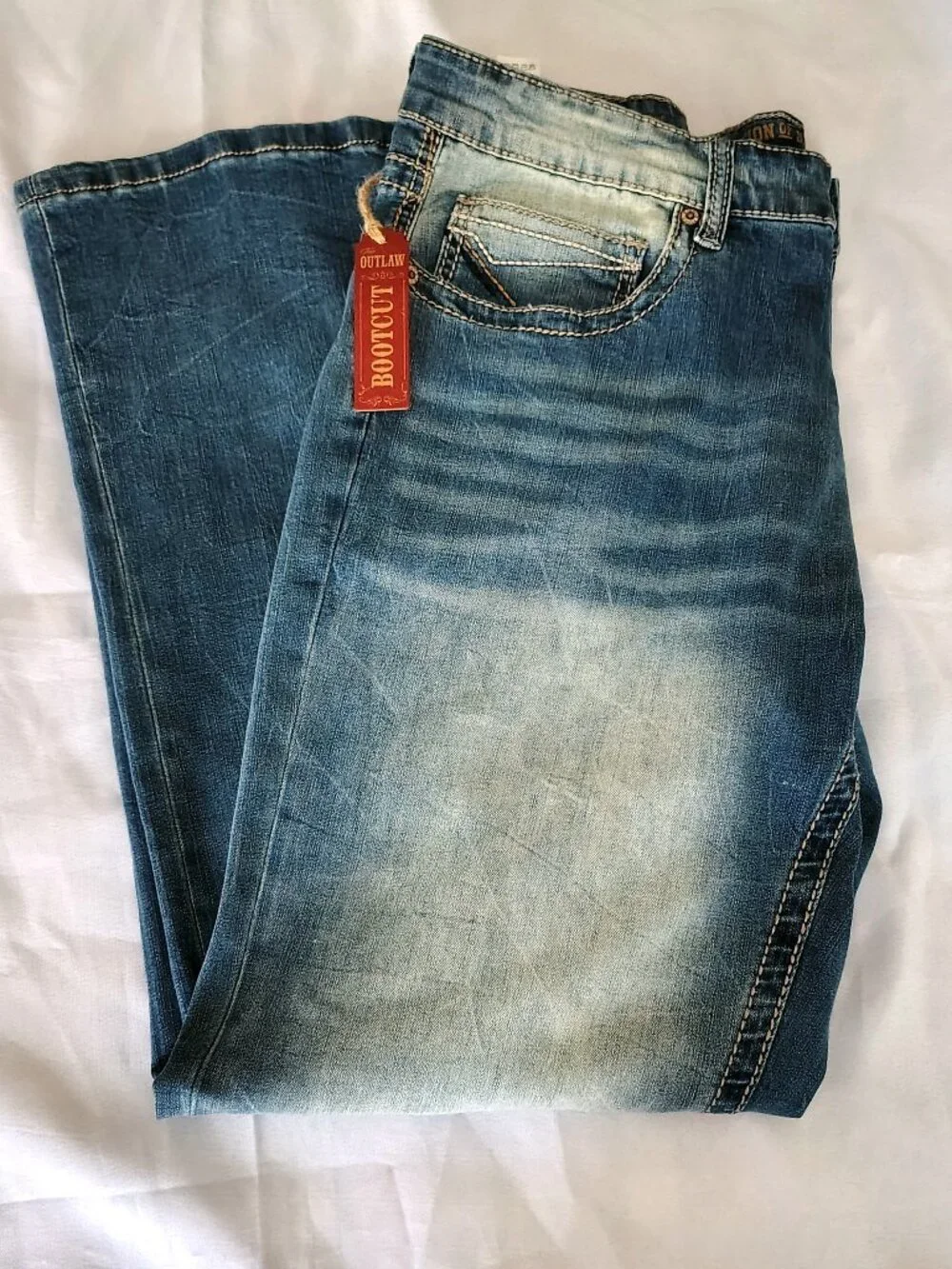NWT Mens Nation of Saints Color Blue Size 34x32 Original Boot Cut Distressed Jea